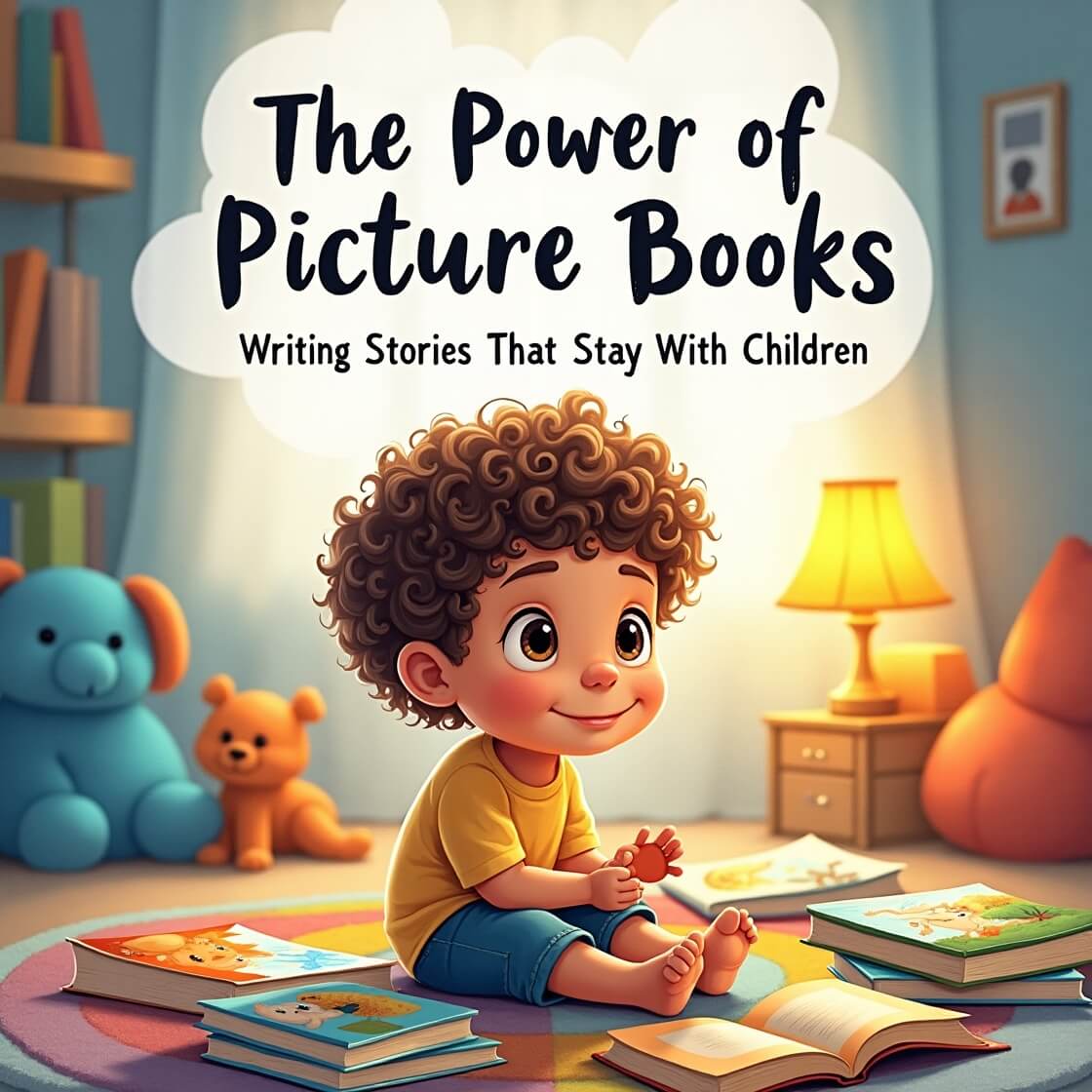 A young child excitedly reading a picture book